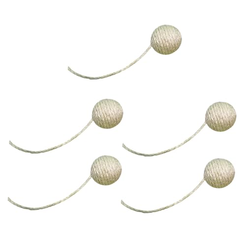 Fenteer 5 Stücke Katze Sisal Seil Ball Spielzeug Katze Teaser Spielzeug und Verschleißfest Heimtierbedarf Handgefertigte Katze Seil Ball Katze, 5.5 cm Weiß von Fenteer