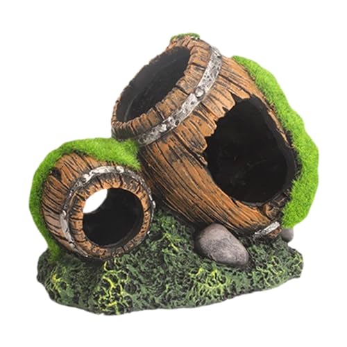 Fenteer Aquarium Landschaftsbau Dekoration Broken Barrel Figurine Fisch Höhle Verstecken Aquarium Landschaft Ornament Fisch Broken Barrel Dekor, 14x9x11cm von Fenteer