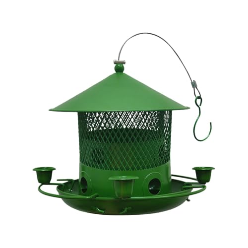 Fenteer Eisen Vogel Feeder Vogel Lebensmittel Container Ranch Metall Outdoor Hinterhof Hängen Birdfeeder Wesentliche Wetter Beständig Wasserdicht, GrÜn von Fenteer