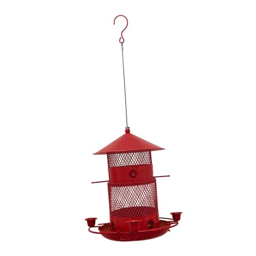 Fenteer Eisen Vogel Feeder Vogel Lebensmittel Container Ranch Metall Outdoor Hinterhof Hängen Birdfeeder Wesentliche Wetter Beständig Wasserdicht, Rot von Fenteer