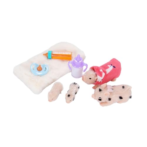 Fenteer -Ferkel-Set, wiedergeborenes Schweinchen, Puppe, Miniatur-Tierpuppe, Foto-Requisiten, Baby-Schweinchen, Puppe, Bauernhoftier-Spielset für, 4 Stück von Fenteer