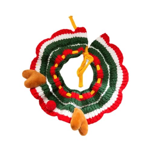 Fenteer Gestricktes Katzenhalsband, Weihnachts-Katzenhalsband, Verkleiden, handgemachtes Katzen-Weihnachts-Strickhalsband, Haustier-Schal für Kätzchen, Elch von Fenteer