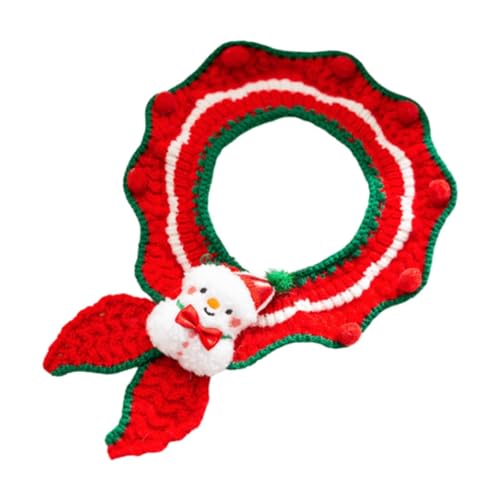 Fenteer Gestricktes Katzenhalsband, Weihnachts-Katzenhalsband, Verkleiden, handgemachtes Katzen-Weihnachts-Strickhalsband, Haustier-Schal für Kätzchen, Schneemann von Fenteer