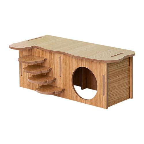 Fenteer Hamster House Hamster Versteckplattform Kabine Hideaway Habitat Dekor mit Kletterleiter für Maus Lemmings Ratten Kleine Tiere, Runde Loch von Fenteer