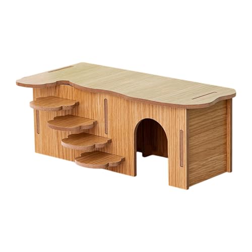 Fenteer Hamster House Hamster Versteckplattform Kabine Hideaway Habitat Dekor mit Kletterleiter für Maus Lemmings Ratten Kleine Tiere, Türloch von Fenteer