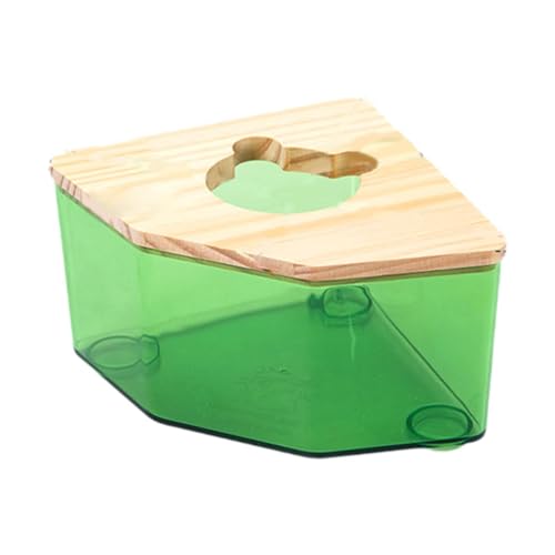 Fenteer Hamster-Sandbadebox, Kleintierdusche, Versteck, Hamstertoilette mit Holzdeckel für Chinchillas, Kleintiere, GrÜn von Fenteer