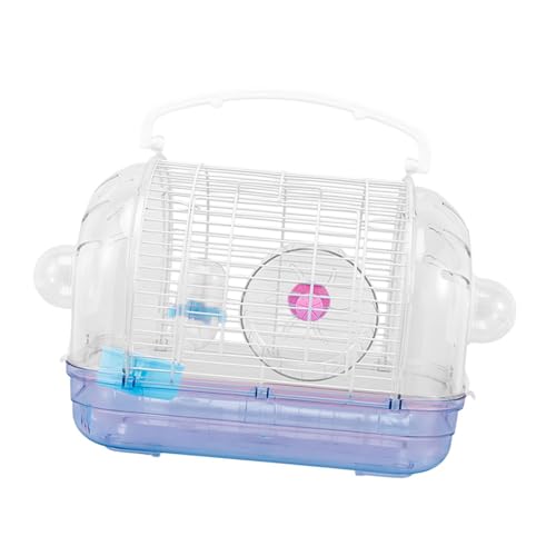 Fenteer Hamster Trägerkäfig Reisekäfige mit Zubehör mit Laufrad Hamster Spielzeug Kleintier Tragen Käfig Zum Ausgehen von Mäusen, Blau von Fenteer