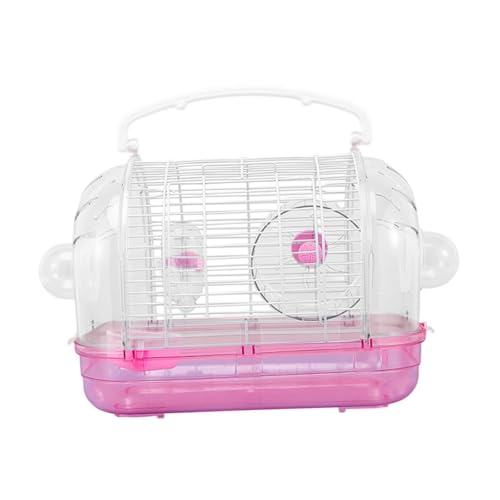 Fenteer Hamster Trägerkäfig Reisekäfige mit Zubehör mit Laufrad Hamster Spielzeug Kleintier Tragen Käfig Zum Ausgehen von Mäusen, Rosa von Fenteer