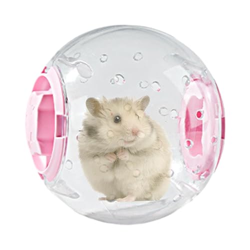 Fenteer Hamster-Übungsball, Kleiner Hamsterball, transparentes interaktives Spielzeug, Hamster-Übungsrad für Käfigzubehör, reduziert Langeweile, Rosa 14cm von Fenteer