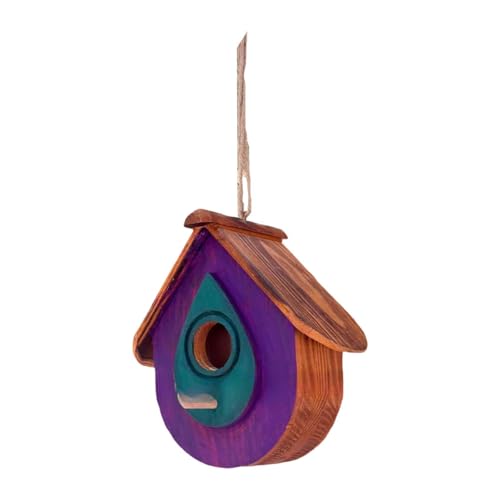 Fenteer Hanging Bird House Outdoor Vogelheim handgefertigtes Komfortables dekoratives Vogelhaus Hummingbird für Garten Terrassenliebhaber Geschenk, Violett von Fenteer