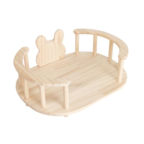 Fenteer Hasenbett aus Holz, einfach zu montieren, Spielhaus für den Innenbereich, Schlafplatz für Kleintiere, Hasenkäfig für Frettchen, Kätzchen, Igel, Oval von Fenteer