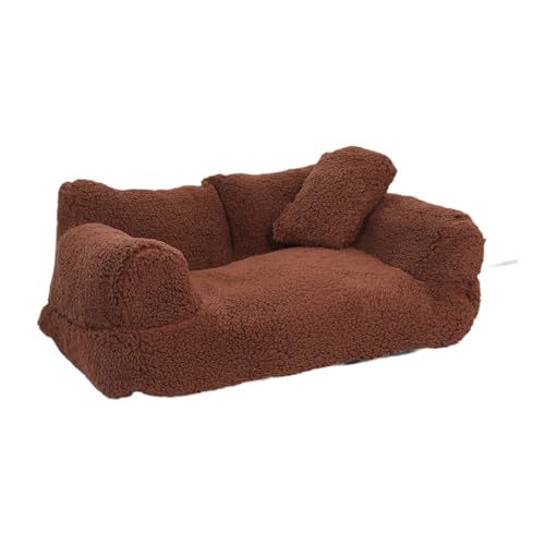 Fenteer Haustier-Couchbett, Hundebett, tragbar, rutschfeste Unterseite, Welpen-Schlafbett, Katzensofa, Plüsch für Kätzchen, kleine Hunde, Katzen, Welpen, Brown M von Fenteer