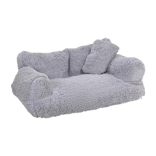 Fenteer Haustier-Couchbett, Hundebett, tragbar, rutschfeste Unterseite, Welpen-Schlafbett, Katzensofa, Plüsch für Kätzchen, kleine Hunde, Katzen, Welpen, Light Gray L von Fenteer