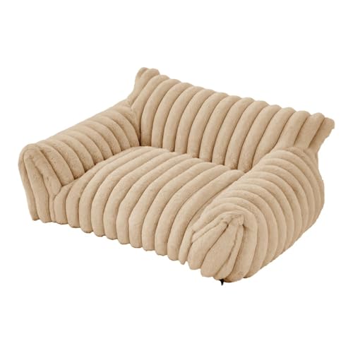 Fenteer Haustier-Couchbett, Katzenbetten für Hauskatzen, weich, modisch, rutschfeste Unterseite, tragbares Katzensofa, Hundebett für Katzen, kleine Hunde, Beige von Fenteer