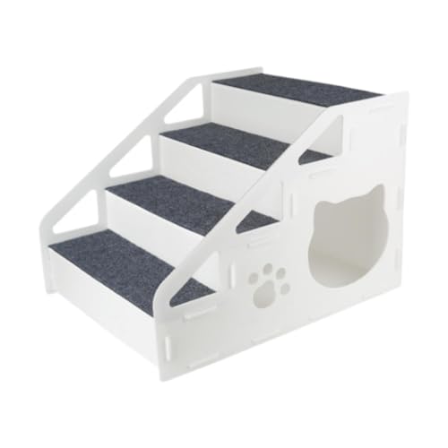 Fenteer Haustierhundetreppe Leiter, Hundekletterleiter, Anti Slip Hund Rampe, Katze Schritt für Hochbettsofa ältere Katzen Kleine Hunde Katze, 4 Schritt von Fenteer