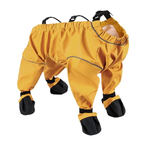 Fenteer Hunde-Regenmantel, Hunde-Regenjacke, praktischer Hundemantel, bequemer Regenponcho, wasserdichter Haustier-Body für ausgehende Wanderungen im Freien, Gelb XL von Fenteer