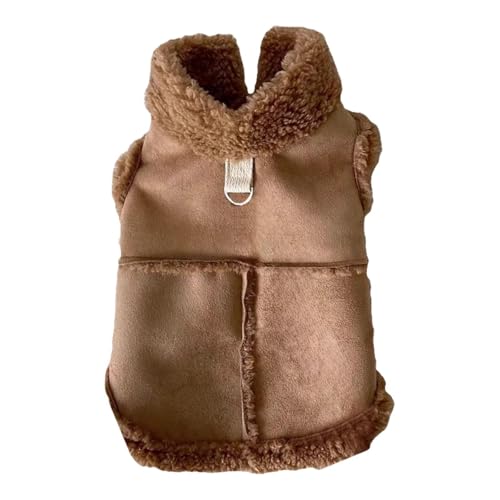 Fenteer Hunde-Winterweste, Haustier-Outdoor-Jacke mit D-Ringen, Welpenkleidung, Hunde-Schneejacke, Herbst- und Winterkleidung für Partys, Training, Braun, L von Fenteer