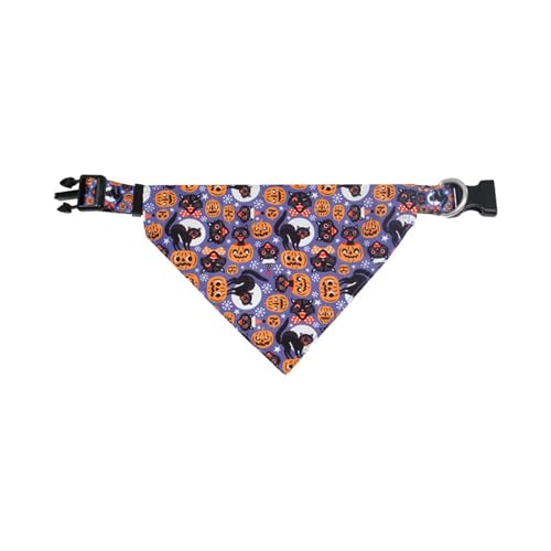 Fenteer Hundehalstuch, Halloween-Hundelätzchen, Halsband, Sommerwelpen-Kopftuch, Dreieckslätzchen, atmungsaktiv, dreieckiger Hundeschal, Haustierschal, Blau Orange von Fenteer