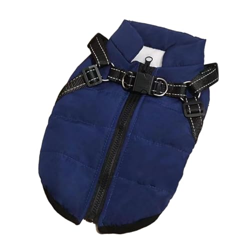 Fenteer Hundemantel mit Geschirr, warme Hundeweste, Outdoor-Sport-Haustierbekleidung, Winddichte, atmungsaktive Hundejacke, kleine Hundekleidung, blau M von Fenteer