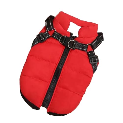 Fenteer Hundemantel mit Geschirr, warme Hundeweste, Outdoor-Sport-Haustierbekleidung, Winddichte, atmungsaktive Hundejacke, kleine Hundekleidung, rot S von Fenteer