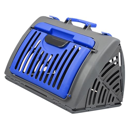 Fenteer Hundetransporter, faltbar, für Haustiere, zusammenklappbarer Hundetransporter mit Griff, Faltbare Hundebox für kleine Hundeausflüge, Blau von Fenteer