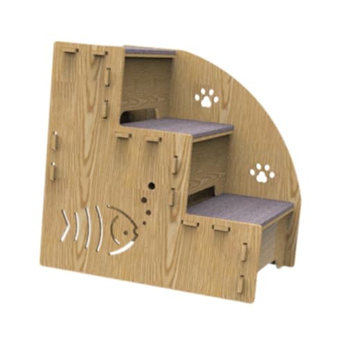 Fenteer Hundetreppe aus Holz, Hundestufen, 3 Stufen, Kletterleiter für Hunde, Haustier-/Katzentreppe für ältere Hunde, Heim, Hochbett, Couch von Fenteer