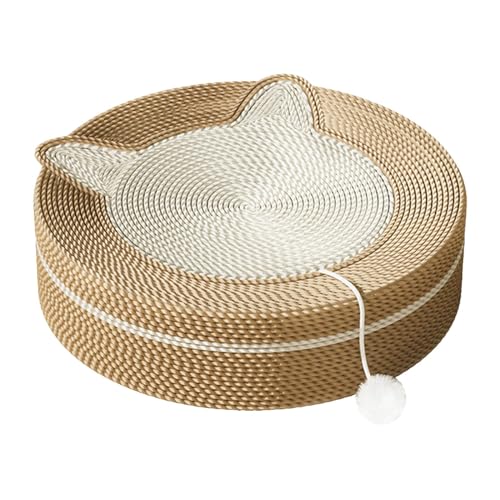 Fenteer Katzenkratzbett, Katzenkratzloungebett, schönes kratzfestes Sisal-Haustierbett, Kratzpolster für Katzen oder kleine Hunde im Innenbereich, weiß 40cm von Fenteer