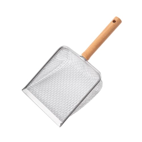 Fenteer Katzenstreu Scooper Reptilien Sand Schaufel Sand Sifter Reinigungswerkzeug Haustier Sifter Scooper mit Holzgriff für Katzen Kätzchen Eidechsen, Maschenabstand 10 von Fenteer