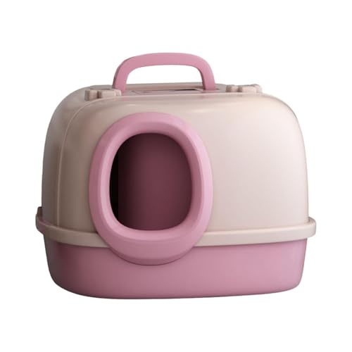 Fenteer Katzentoilette mit Haube, geschlossene und überdachte Katzentoilette, Sandkasten, tragbar für Hauskatzen mit Tür, Katzentoilette für Haustiere, Hell-Pink von Fenteer