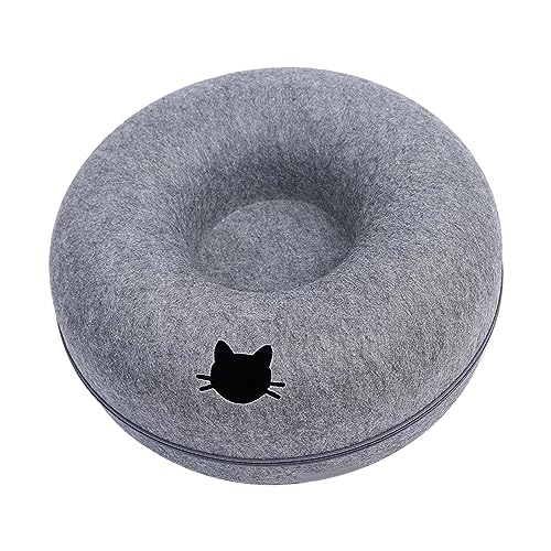 Fenteer Katzentunnelbett, Katzennest für mehrere Katzen, Versteckhöhle, Kratzfest, für Katzen im Innenbereich, Katzenhöhle aus Filz, Katzenversteck, Dunkelblau 50cm von Fenteer