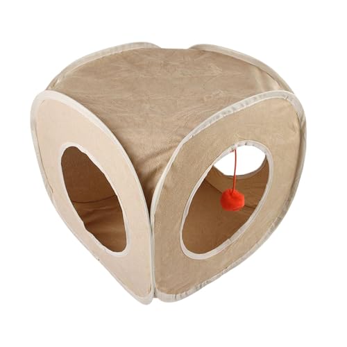 Fenteer Katzenwürfel, Katzenzelt, Kitty-Spielbett, leicht, mit Ball, Katzentunnel, faltbar, für Kätzchen, drinnen, Katzen, Kaninchen, Kitty-Zubehör von Fenteer