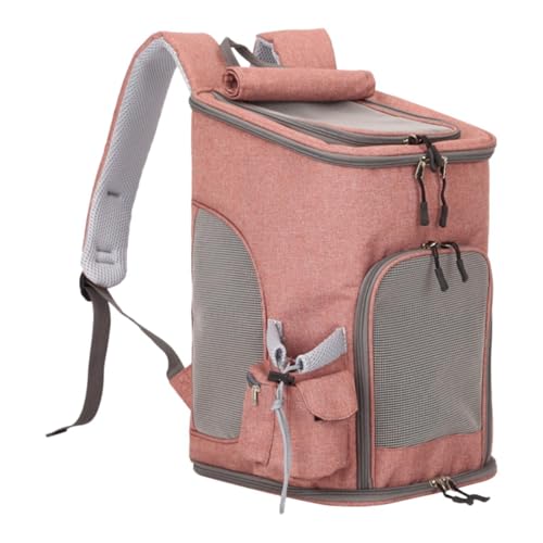 Fenteer Mesh-Rucksack für Haustiere, Katzenrucksack, atmungsaktive Tragetasche, Haustier-Reisetasche für Reisen, Camping, Outdoor, kleine Katzen und Hunde, Pink Rot von Fenteer