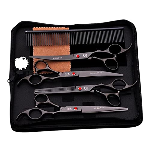 Fenteer Pet Dog technisch Schere Kit Hunde Haarschere Katze Schneiden und Grooming Set, Schwarz, 7 Zoll von Fenteer