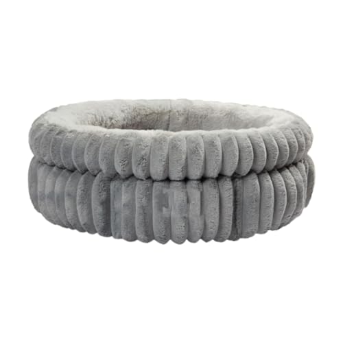 Fenteer Rundes Hundebett, selbstwärmendes Haustierbett, weiche, rutschfeste Unterseite, Hundekissenbett für den Innenbereich, Haustier-Schlafmatte für Katzen, Grau 50cmx50cmx18cm von Fenteer