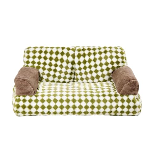 Fenteer Schlafbett für Welpen, weiches, beruhigendes Katzensofa, für alle Jahreszeiten, bequem, rutschfeste Unterseite, Haustiercouch, Hundebett, Sofa für, Green M von Fenteer