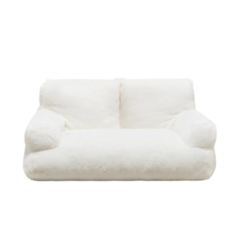 Fenteer Schlafbett für Welpen, weiches, beruhigendes Katzensofa, für alle Jahreszeiten, bequem, rutschfeste Unterseite, Haustiercouch, Hundebett, Sofa für, White M von Fenteer