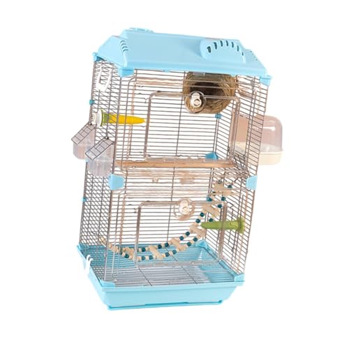 Fenteer Spielen Sie Vogelkäfig mit Stand Accessoires Home Decor Large Birdcage Doppelschicht für Finkbuße Papageien Conures Papageien, Blau von Fenteer