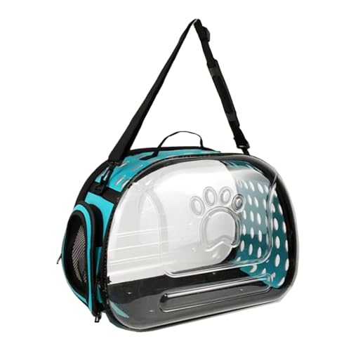 Fenteer Tragbare Tragetasche für Katzen, faltbar, mit weichen Seiten, Handtasche, transparent, bequem, Luftpolstertasche für kleine Hunde, Camping, blau S von Fenteer