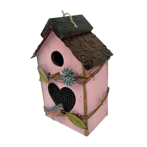 Fenteer Vogelhäuschen zum Aufhängen, Gartendekoration für draußen, rustikal, Neuheit, Vogelschutz für Hofbäume, Bauernhaus, Geschenk für, ROSA von Fenteer