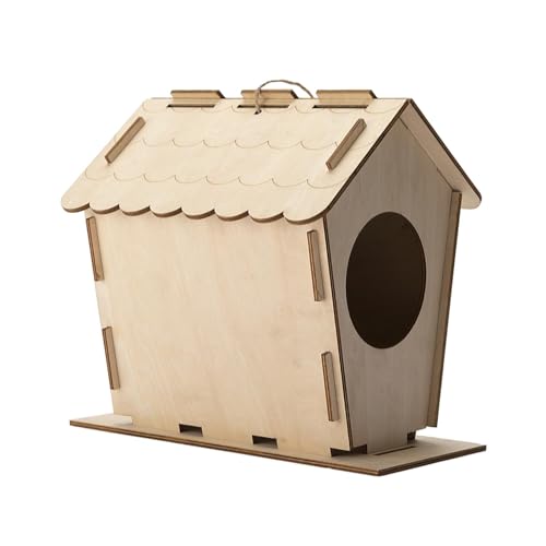 Fenteer Vogelhäuschen zum Selbermachen, unfertiges, Heimdekoration, Geschenkunterschlupf für den Außenbereich, Garten, Nistkasten aus Holz, Hütte von Fenteer