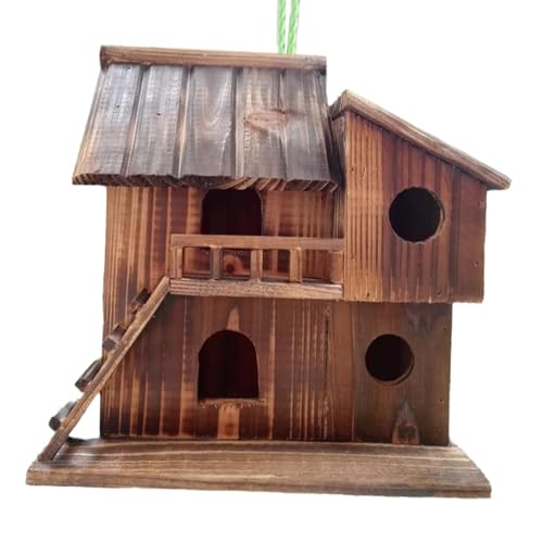 Fenteer Vogelhaus für draußen, Nest, handgefertigt, für den Garten, Holzspielzeug, Vogelnesthaus, hängendes Vogelhaus für Garten, Terrasse, L von Fenteer