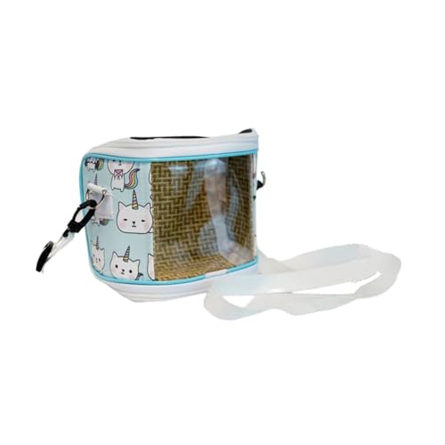 Fenteer Vogelträger, Reisetasche für Kleintiere, transparent, mit Riemen, atmungsaktive Schultertasche, Reise-Papageienkäfig für Reisen, Picknick, Wandern, Einhorn von Fenteer