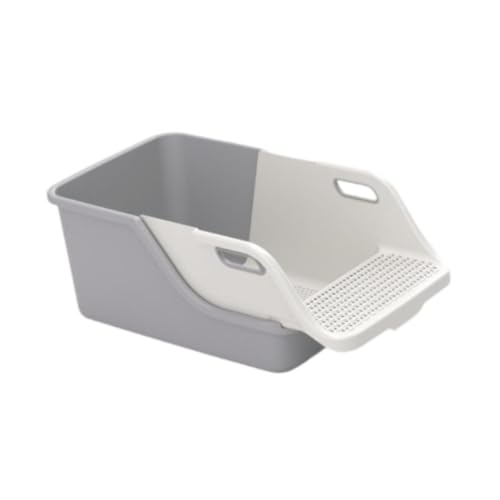 Große, halbgeschlossene Katzentoilette 28 x 15 x 11 Zoll für Kätzchen und Hamster. Spritzschutz aus PP-Material. Oben offen und mit hohen Seiten, Grau Weiß von Fenteer