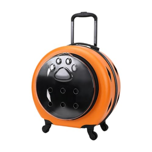 Haustier-Trolley-Kiste mit Rädern, Weltraumkapsel-Katzen-Reisetasche, atmungsaktive Katzen-/Welpentrage für Reisen im Freien, Orange von Fenteer