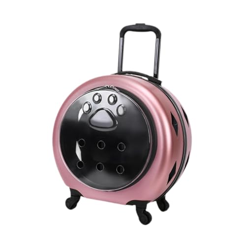 Haustier-Trolley-Kiste mit Rädern, Weltraumkapsel-Katzen-Reisetasche, atmungsaktive Katzen-/Welpentrage für Reisen im Freien, Roségold von Fenteer