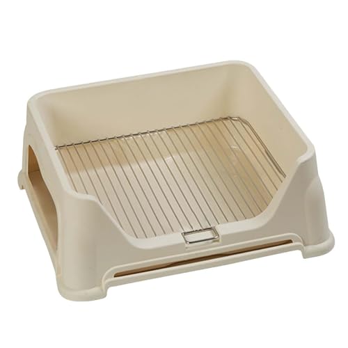 Hundetoilette mit Schutzwand, Abnehmbarer Halter für PIPI-Pad, Trainings-Hundetoilette für Kleintiere Bunny Outdoor, Beige von Fenteer