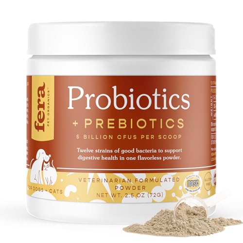 FERA Probiotics for Dogs and Cats - USDA Organic Certified - Advanced Max-Strength Vet Formulated - All Natural Probiotics Powder - Made in The USA - 5 Billion CFUs Per Scoop (Packaging May Vary) von Fera Pet Organics
