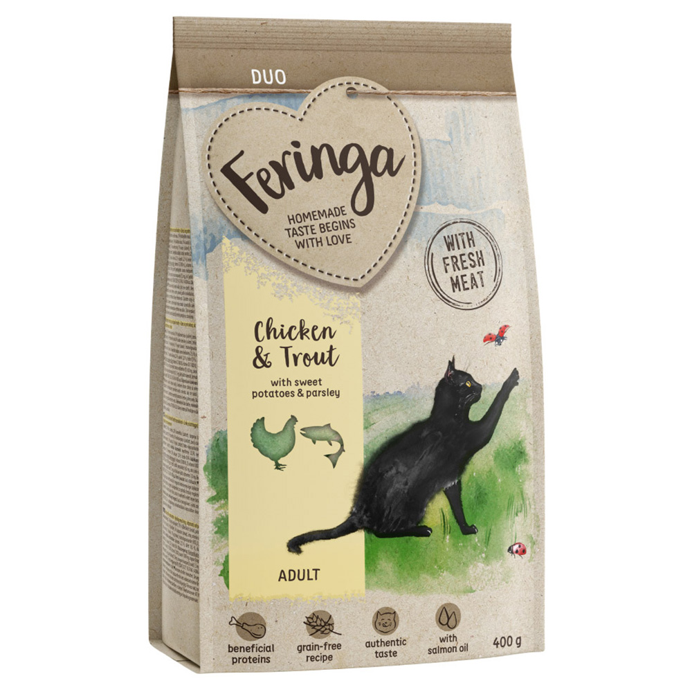 2 + 1 gratis! 3 x 400g Feringa Trockenfutter Feringa Adult Duo Huhn mit Forelle - 400 g von Feringa