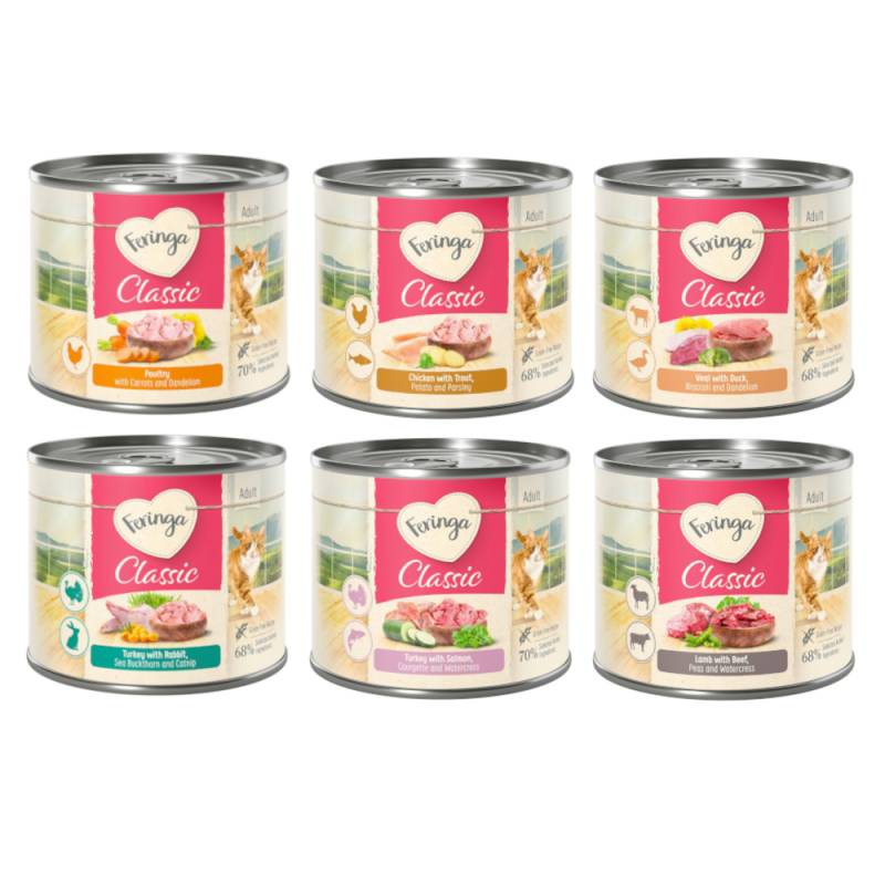 - 20% Feringa Katzenfutter nass 12 x 200 g  - Classic Meat Mixpaket (6 Sorten) 12 x 200 g von Feringa