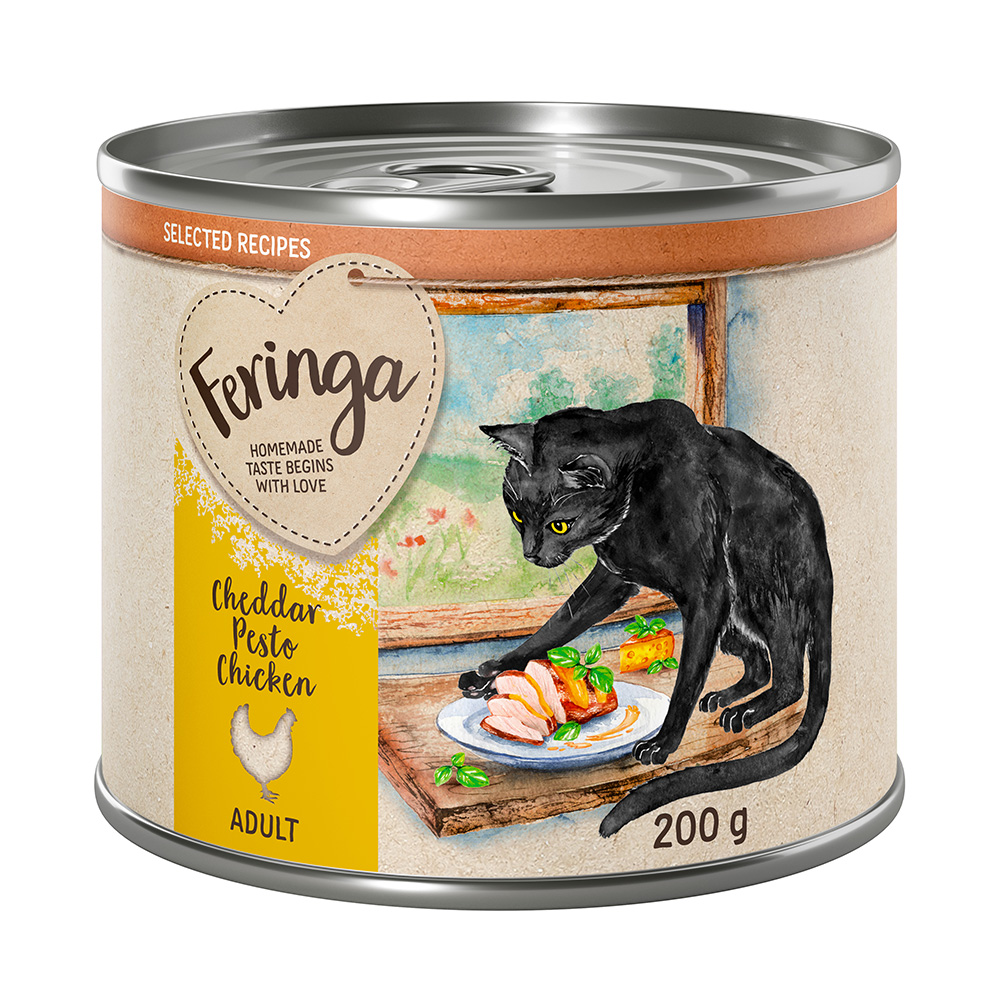 - 20% Feringa Katzenfutter nass 12 x 200 g  - Selected Recipes Cheddar Pesto Hühnchen 12 x 200 g von Feringa